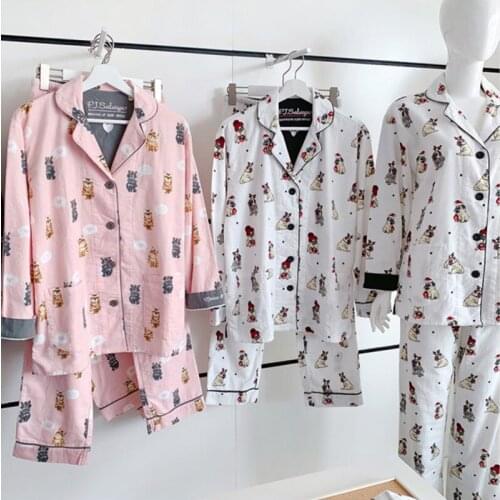 Autumn Winter 2Pcs Women Pajamas Set Warm Thick Brushed Cotton Long Sleeve Pants Sleepwear Print Casual Loose Homewear Plus Size