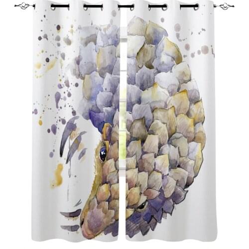 Pangolin Oil Painting Ink Drop Window Curtain Kids Home Decor Accessories Living Room Bedroom Kitchen Children Curtain