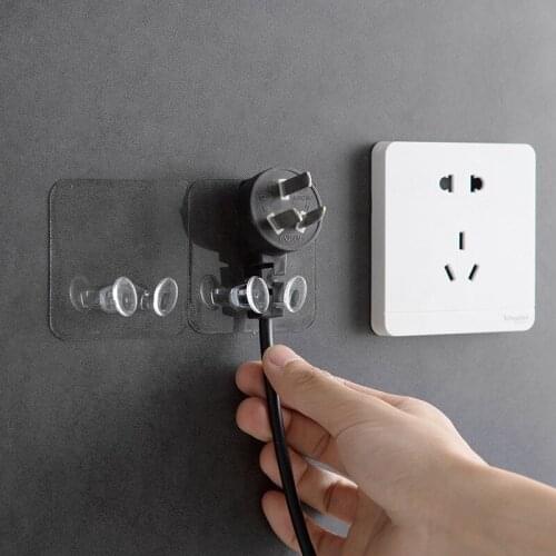 Plug Hook Up Socket Sticky Hook Wall Mount No Punching Viscose Hook Power Plug Holder Kitchen Hook Multifunction Home Storage