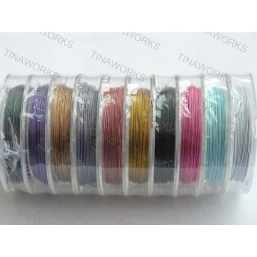 Sales promotion!!! Free Shipping 10 Rolls Mix-colors Copper Tiger Tail Beading Wire Accu Flex Beading Wire 0.38mm 10meters/roll
