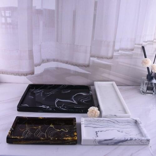 Luxury Resin Bathroom Accessories Set Tray Imitation Marble Soap Dispenser Tray Toothbrush Holder Container Organizer
