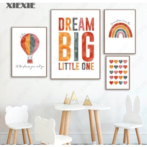 Nordic Cartoon Balloon Wall Art Canvas Painting Sun Rainbow Animal Prints Nursery Quotes Poster Pictures Baby Room Decor