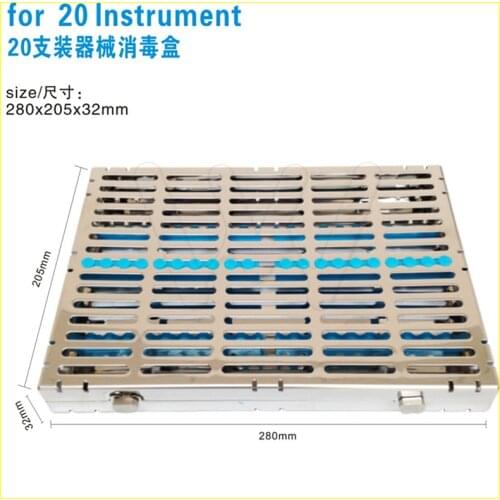Dental Sterilization Cassette Rack Tray Box For 20 Surgical Instruments