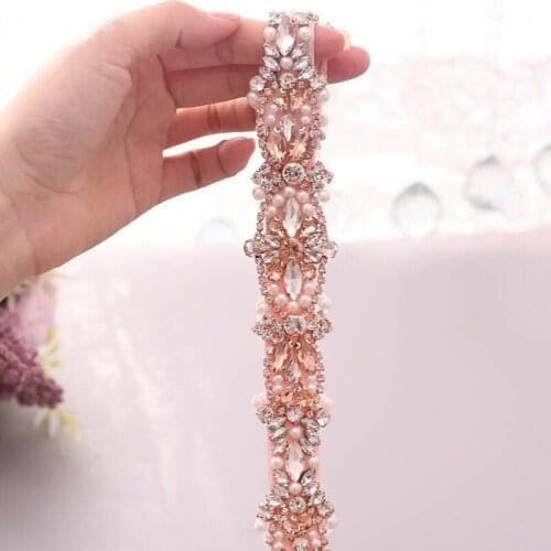 Wedding Belt Bridal Belts and Sashes Clear Crystal Rhinestone Ribbon Belt for Wedding Dress Bridesmaid Prom Gowns B44