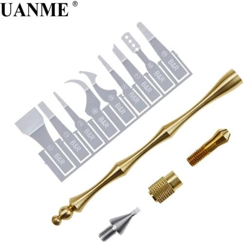 UANME Copper Double Head Handle IC Chip CPU Remover with Blade For Phone Logic Board Repair Tool and Fingerprint Repair station