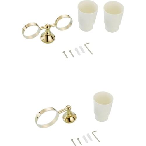 Vintage Wall Mount Toothbrush Holder Cup Set Single, Double Ceramic Cup Gold