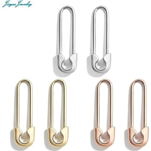 Lady Gold Color Safe Pin Hoop Earrings for Women New Fashion Geometric Earrings Wedding Jewelry