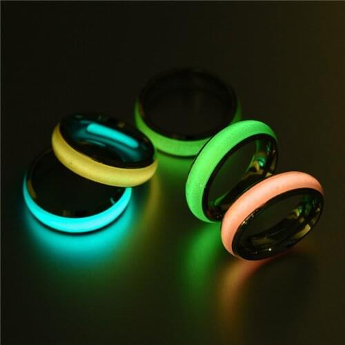 2021 fashion new personality ring luminous titanium steel ring stainless steel smooth fluorescent ring ring for women
