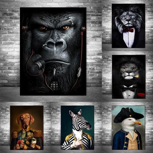 Animals in a Suit Modern Art Canvas Posters and Prints Count Goat Classical Paintings on the Wall Art Pictures Home Wall Decor