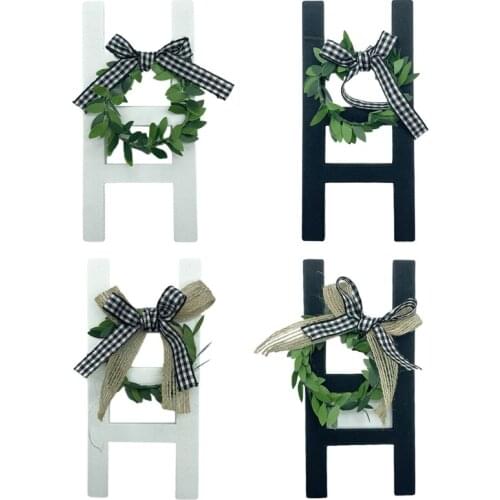 Wooden Tiered Tray Decorations Ladder Farmhouse Rustic Wood Frame Sign Plaid Bow