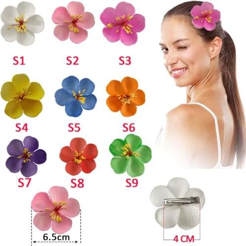2 pcs 6.5cm new Fashion Foam Hawaiian Cherry blossoms Foam Hawaiian Plumeria flower hairpin Frangipani Flower bridal hair clip