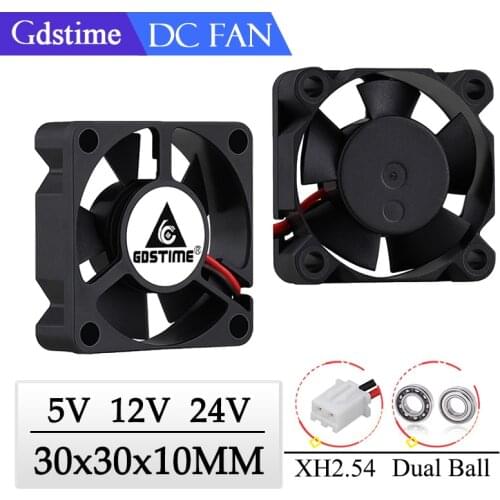2 Pcs Gdstime DC 5V 12V 24V 3cm 30x30x10mm 30mm Two Ball bearing Cooling Fan 30mmx10mm 3010 Mini 3D Printer Brushless Cooler Fan