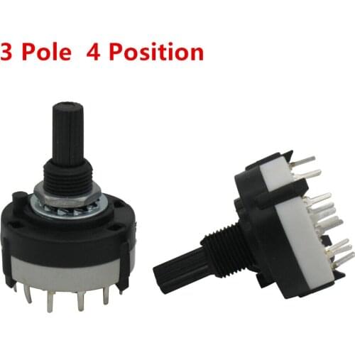 2pcs High-quality RS26 3 Pole Position 4 Selectable Band Rotary Channel Selector Switch Single Deck Rotary Switch Band Selector