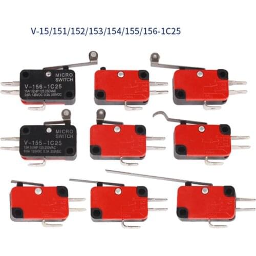 5pcs Microswitch Stroke Limit Switch V-151-1C25 V-152-1C25 V-153-1C25 V-154-1C25 V-155-1C25 V-156-1C25 Roller Long Handle Switch