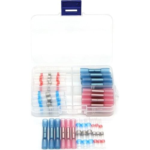 50PCS Waterproof Seal Heat Shrink Wire Connectors Insulated Butt Crimp Terminals Solder Sleeve Splice Terminal Connector