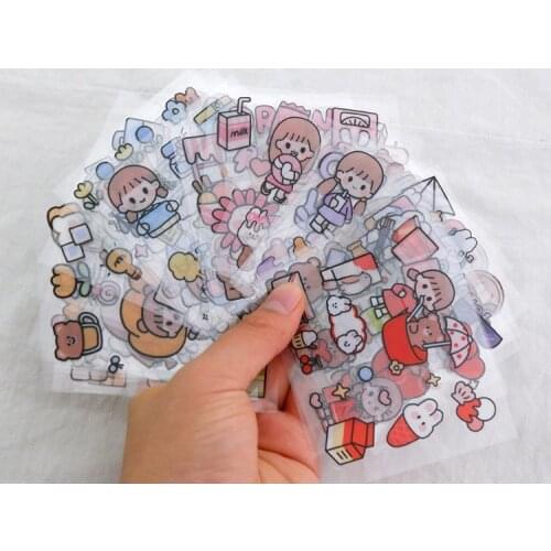 8x8cm 20sheets PET Waterproof Sticker Cute Rabbit Girls Lovley Diy Scrapbooking Stickers