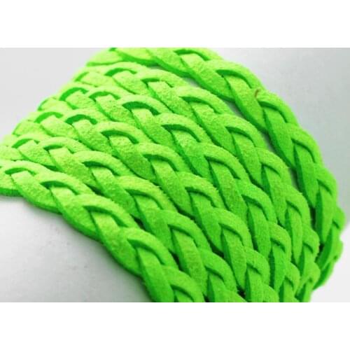 Free Shipping Light Green 6mm 100 Meters BRAIDED Cord Handmade Braided Faux Leather Suede Cord For Bracelet / Necklace