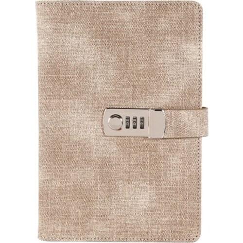 A5 Notebook with Password Lock Leather Agenda Diary Week Planner Notepad School Stationery Travel