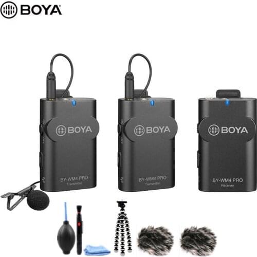 Boya BY-WM4 Pro Wireless Studio Condenser Microphone Lavalier Lapel Interview Mic for Smartphone SLR camera