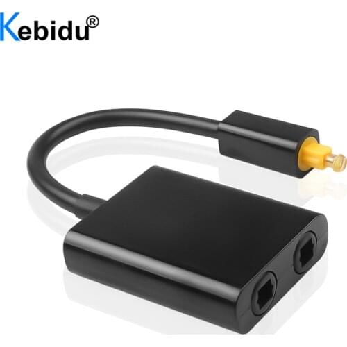Kebidu New Digital SPDIF Optical Audio Splitter Adapter 2 Way Toslink Splitter SPDIF Optical Cable Splitter Hub 1 Input 2 Output