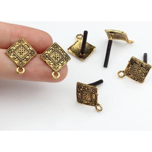 18*22mm Alloy Stud Earrings Accessories Retro Gold Square Shape Earring Base Earring Connector For DIY Earrings Accessories