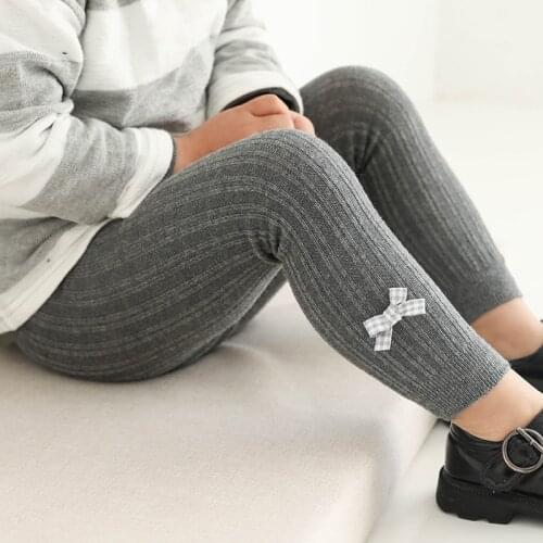 Kids Cotton Warm Ribbed Leggings Child Girls Boys Autumn Solid Shaping Princess Bow Pants Toddler Cute Trouser Baby Accessories