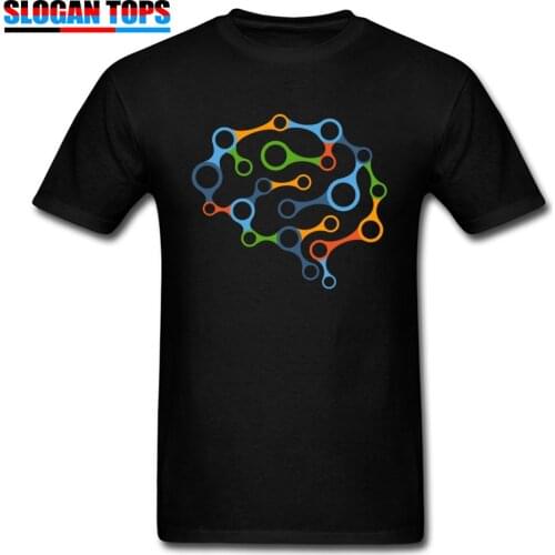 Tops & Tees Geek Brain Men T-shirt Adult T Shirts Normal Tee Shirt Mechanical Programmer Funky Clothes Cotton Black Tshirt