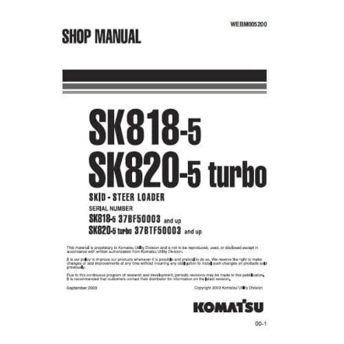 Komatsu Skid Steer Loaders Shop Manual (ALL)