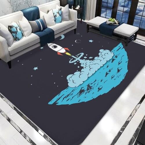 Aviation Style Carpet Modern Anti-Slip Mats Moon Print Indoor Decoration Doormat Carpet Pad Outdoor Kitchen Home 40x60cm Mat Rug