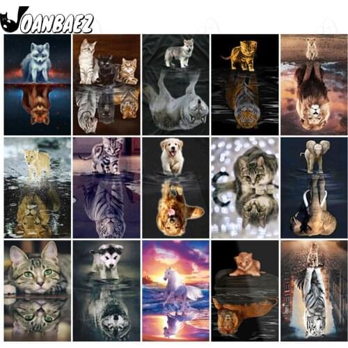 Creative Reflection Animal Diamond Painting 5D Diy Wall Art Inspirational Diamond Embroidery Inlaid Home Room Decoration Gift