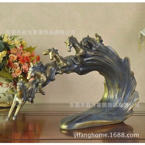 Creative selling horse resin crafts ornaments home six horses Cabinet Desktop promotional business gifts