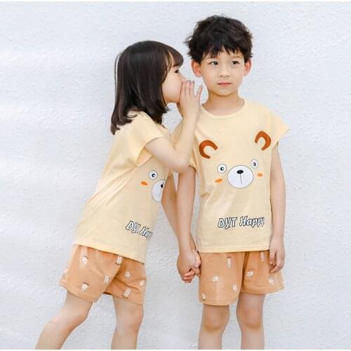 Summer Pyjamas Kids Boys Clothes Childrens Clothing Sets Summer Cotton Pajamas For Girls Toddler T-shirt+Shorts 2pcs Homewear