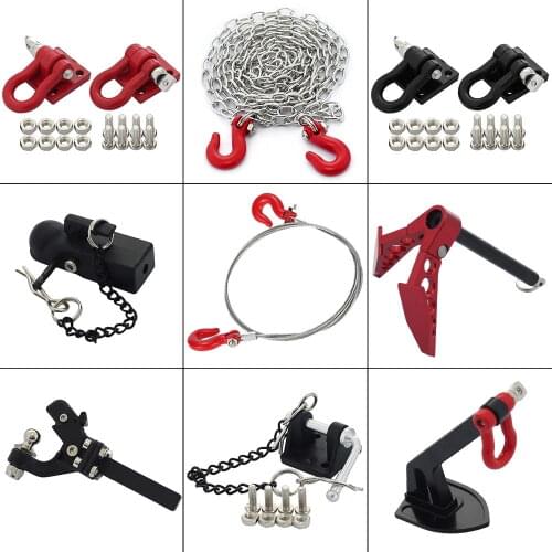 Metal Tow Hook Trailer Rope Chain Trailer Shackle for 1/10 Scale Accessories RC Crawler Car Axial SCX10 Traxxas TRX4 Tamiya D90