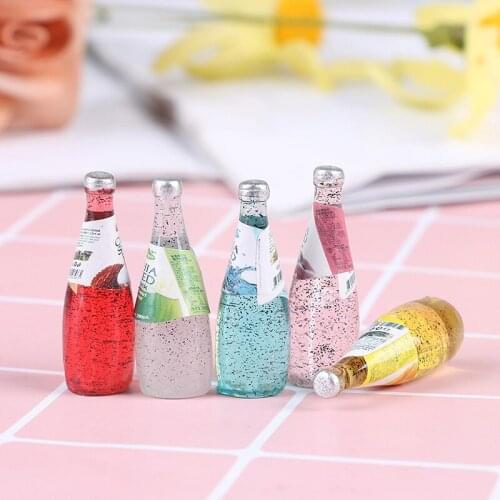 1/12 Miniature Food Mini Resin Fruit Bottle Simulation Drinks Model Toys Fruit Drink Play Dollhouse Dolls Accessories