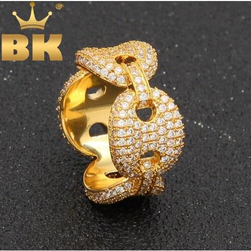 Fashion Rings For Men/Women Puffed Marine Chain Fat Links Ring Micro Paved Colored Cubic Zirconia Rapper Hiphop Jewelry