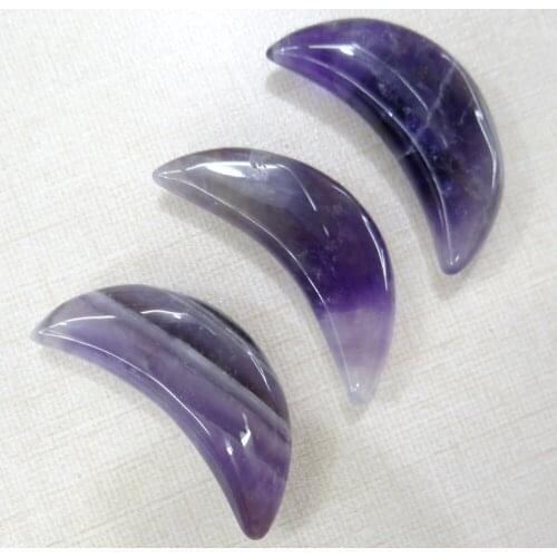 2020 New Natural stone Quartz Crystal amethyst Aventurine carving moon Pendant for diy Jewelry making necklace No Hole 8pcs