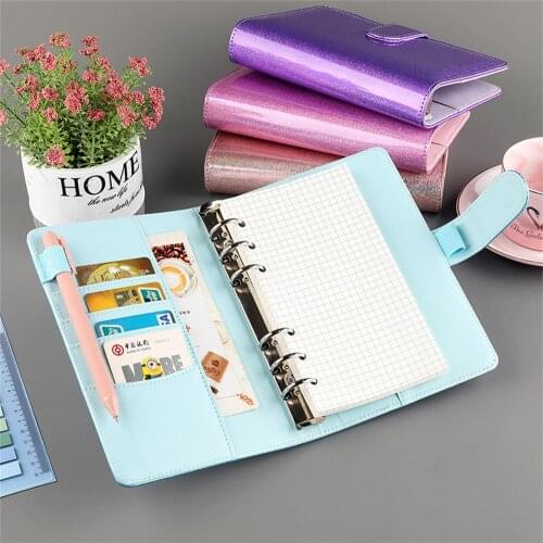2021 New A6 Pu Leather Colorful Binder Budget Planner Organizer Cash Budget Macaroon Notebook For Home School Stationery