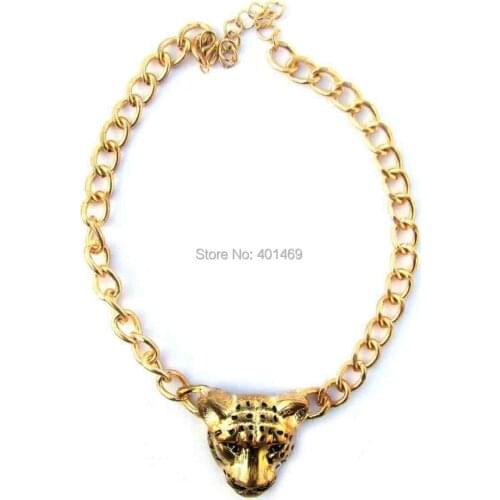 New 3D leopard head charm aluminium link chain pendant necklace fashion jewelry