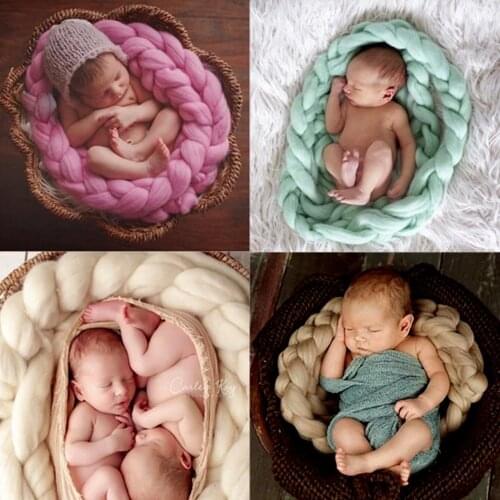 Newborn Photography Props Basket Solid Baby Woolen Blanket Photo Props Backdrops for Infants Hemp Wrap Blankets Baby Souvenirs