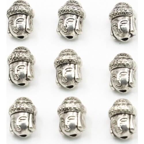 New 7x10mm 20PCS Tibetan Silver-color Pendant Buddha Head Shape Spacer Craft Beads for Jewelry Making Accessories Findings A338