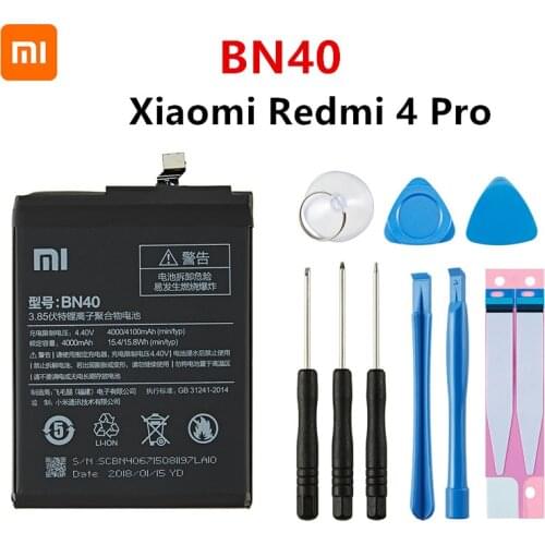 Xiao mi 100% Orginal BN40 4100mAh Battery For Xiaomi Redmi 4 Pro Prime 3G RAM 32G ROM Edition Redrice 4 BN40 Batteries +Tools