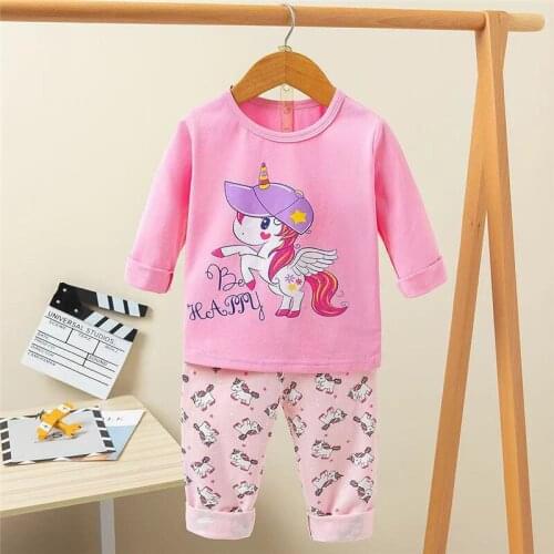 Kids Cotton Pajamas Childrens Cartoon Cars Clothing Toddler Boy Dinosaur Pyjamas Set Baby Girls Cute Unicorn Sleepwear Spring