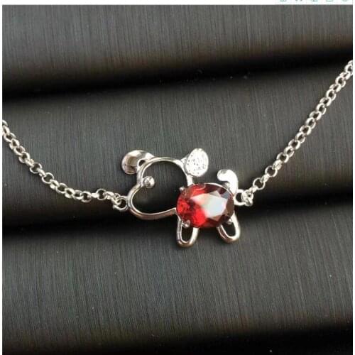 Lovely Dog Garnet chain bracelet Free shipping Real natural red garnet 925 sterling silver Luxury bracelets 7*9mm