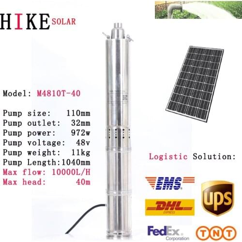 Hike solar equipment 48V Centrifugal impeller pump of DC 4 Inch Borehole Submersible Deep Well Solar Pump Model: M4810T-40