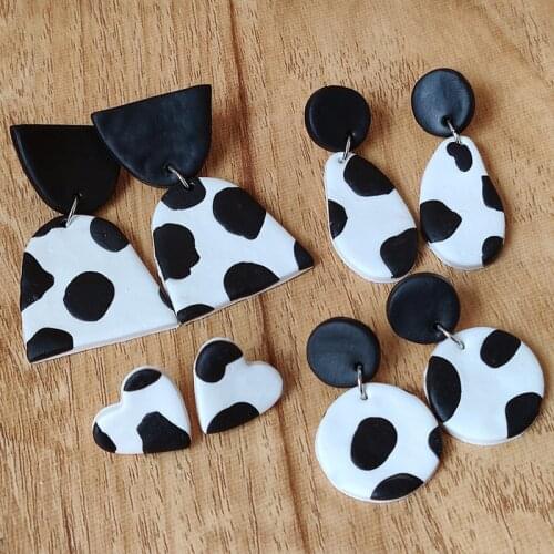 Cow Grain Handmade Simplicity Polymer Clay Earring Jewelry Geometric Casual Holiday Cute Statement Trendy Earrings for Women