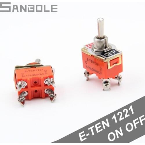 Toggle Switch Shake Rocker Arm Switches 1221 Power 4 Foot Pins 2 Position ON-OFF 15A/250VAC (10PCS)