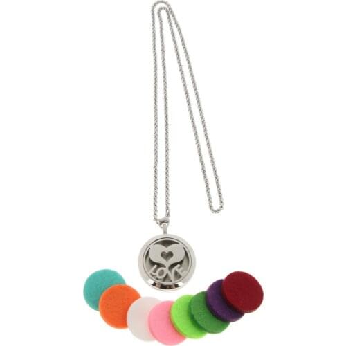 Silver Aromatherapy Necklace Essential Oils Diffuser Jewelry Stainless Steel Chain Pendant +7 Aroma Refill Pads