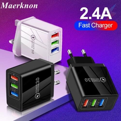 3USB Phone Charger QC3.0 2A USB Charger Universal Wall Fast Charging Adapter For iPhone 12 11 pro Xiaomi Huawei mate 40 Tablet