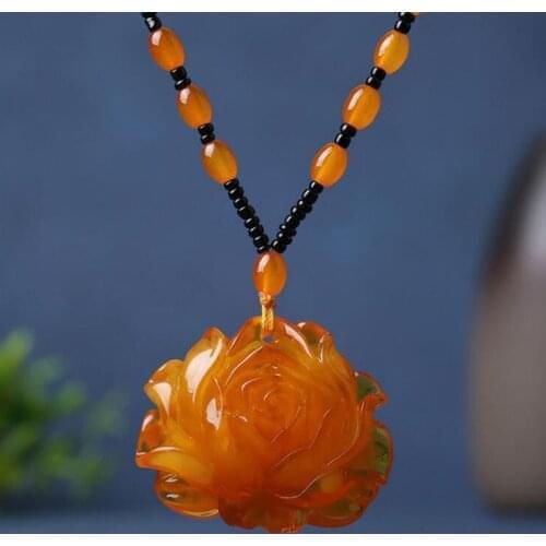 Vintage Ethnic Beeswax Pendant Long Necklace Men Women Winter Trendy Wood Beads Sweater Chain Lady Neck Decoration