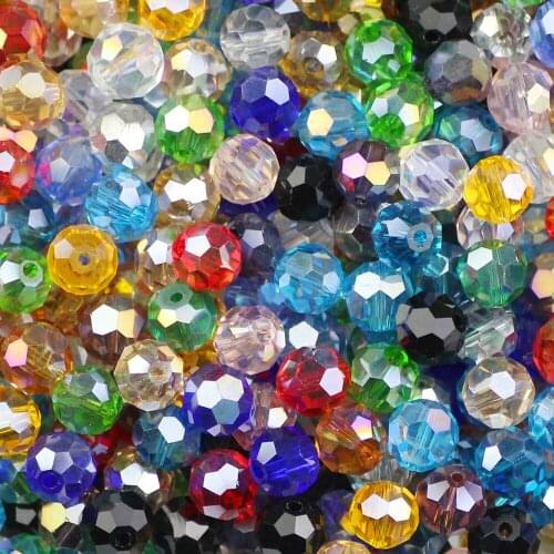 YHBZRET Football Faceted Austrian crystal beads Spacer 8mm 30pcs Round Ball Loose Glass beads for jewelry making bracelet DIY